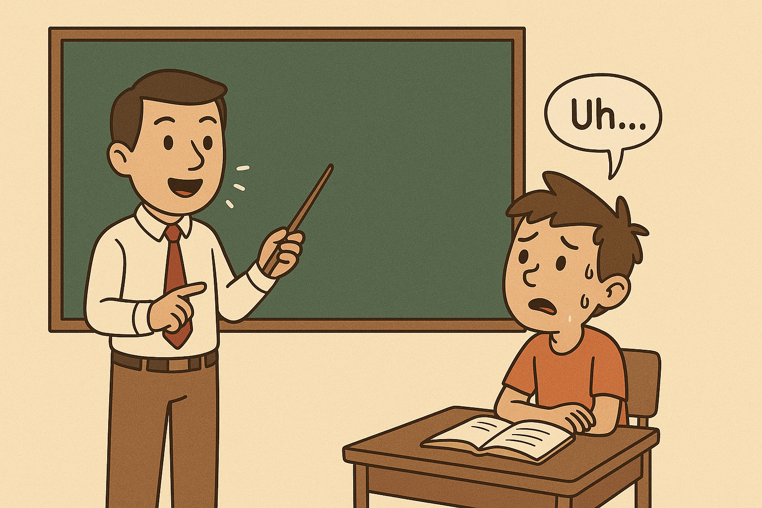 Teacher explaining a + a vowel transformation